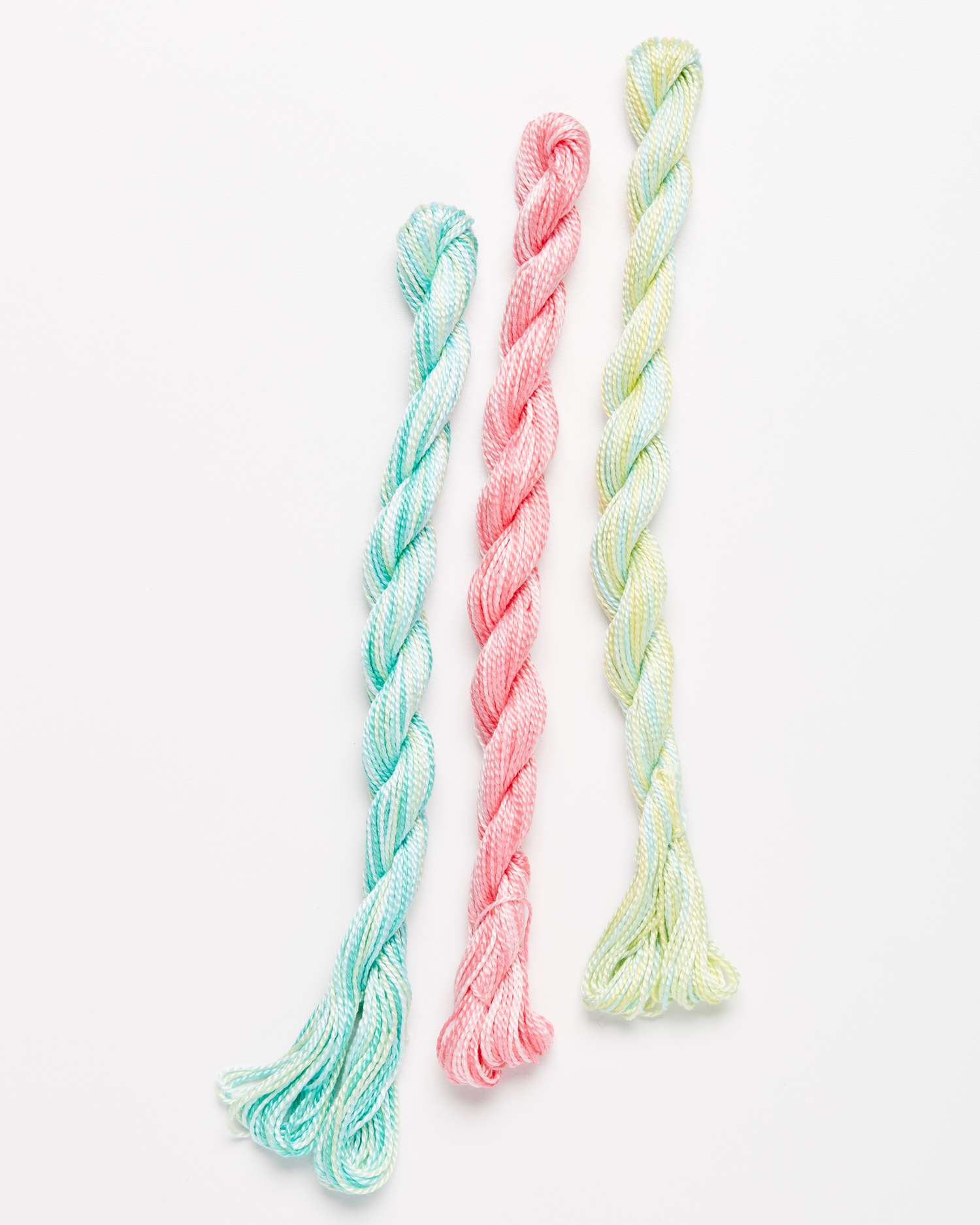 pastel variegated embroidery yarn against a white background