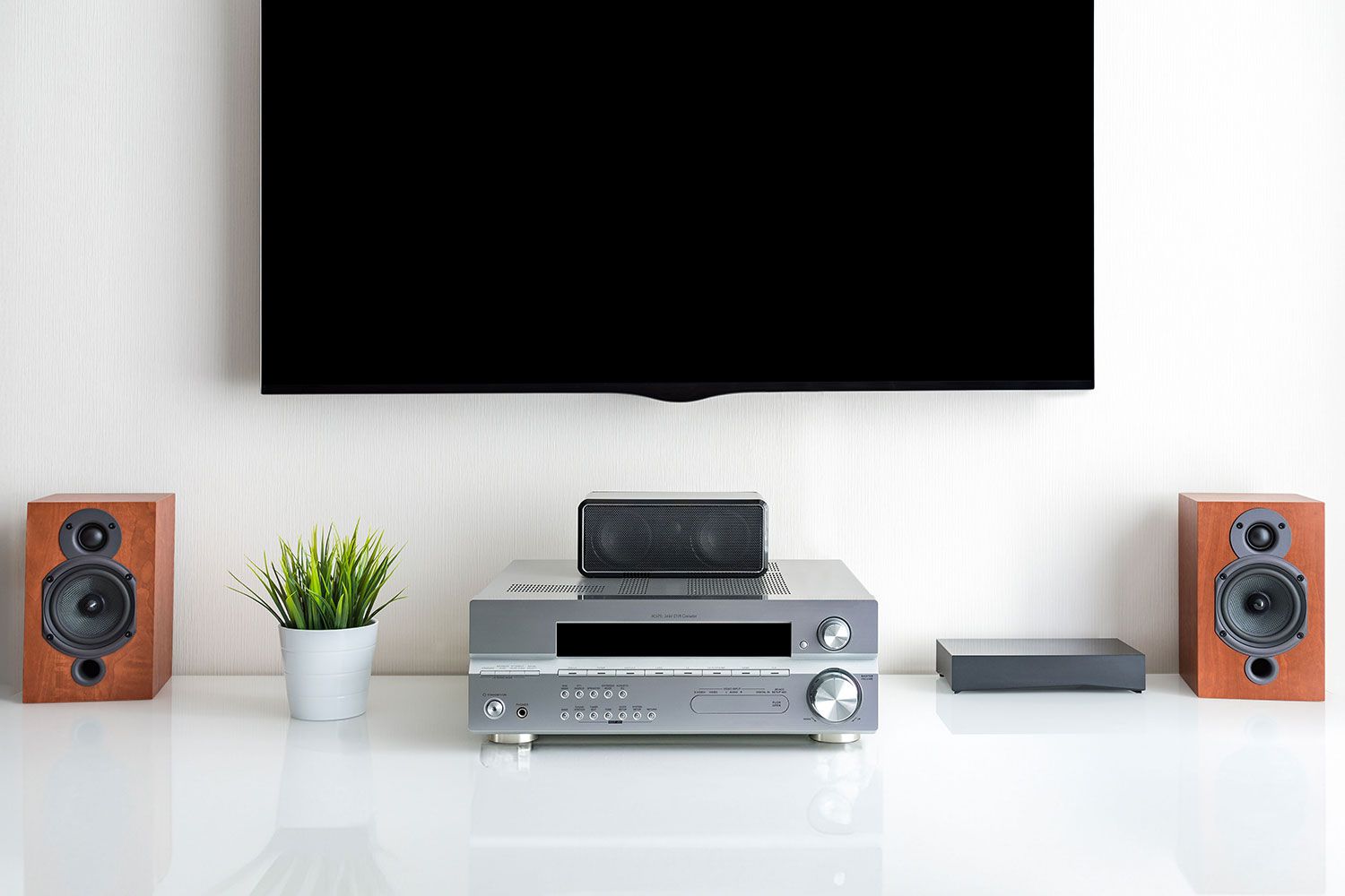 Home sound system with speakers and stereo