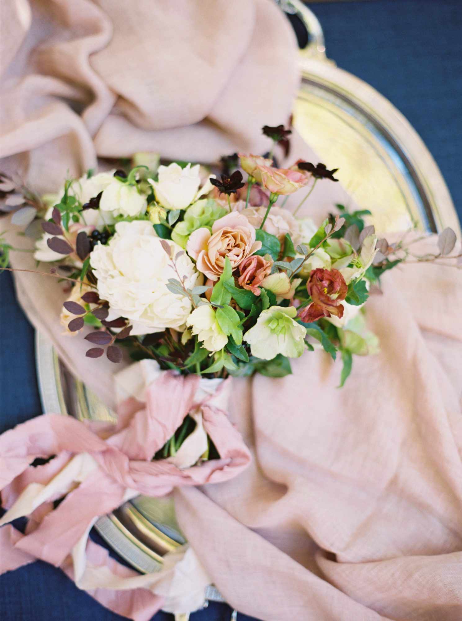 bouquet with purple sash