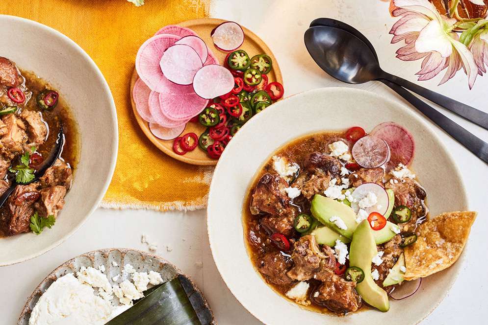 Pressure Cooker Chili Verde on table