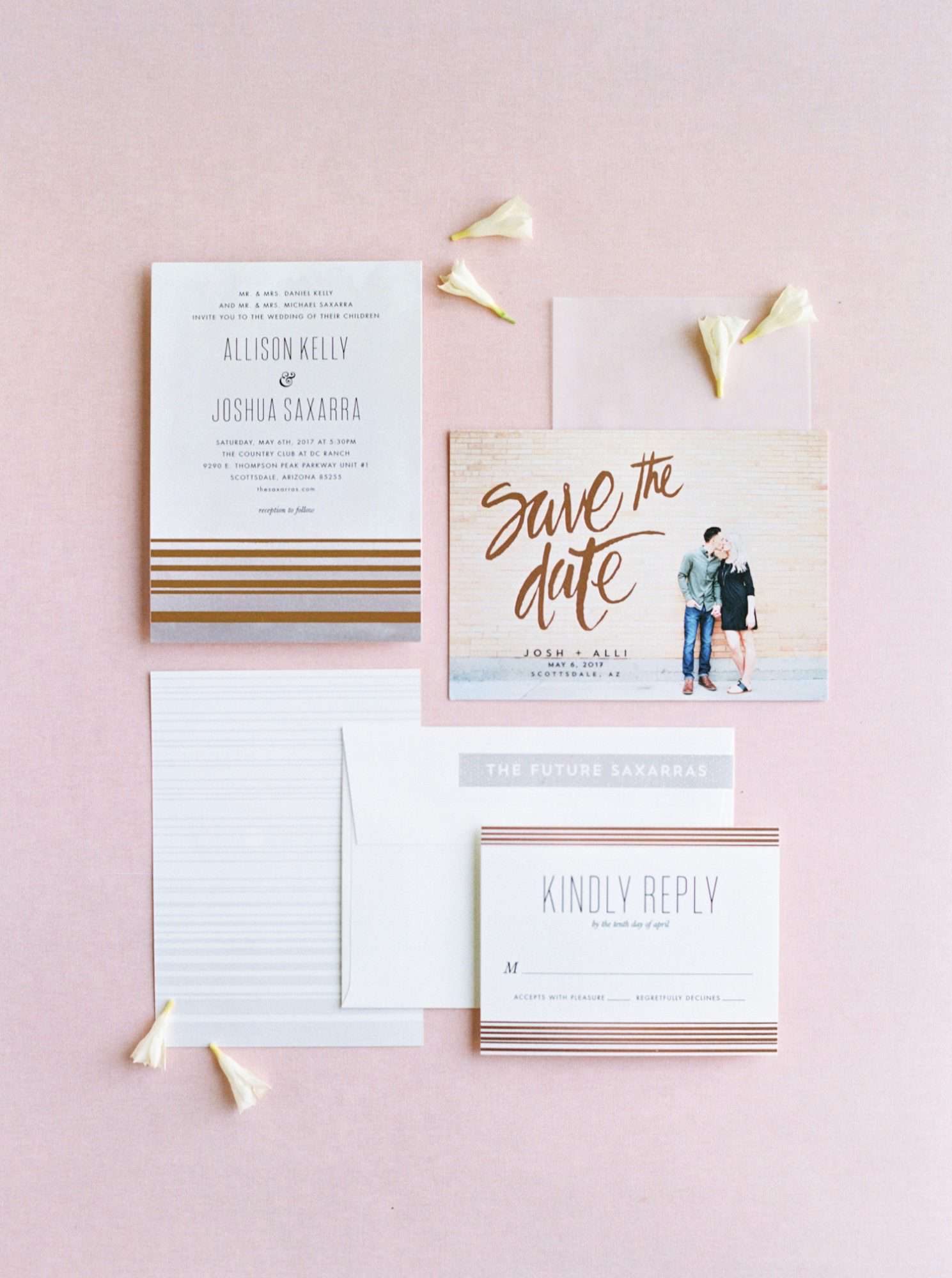 striped wedding invitation