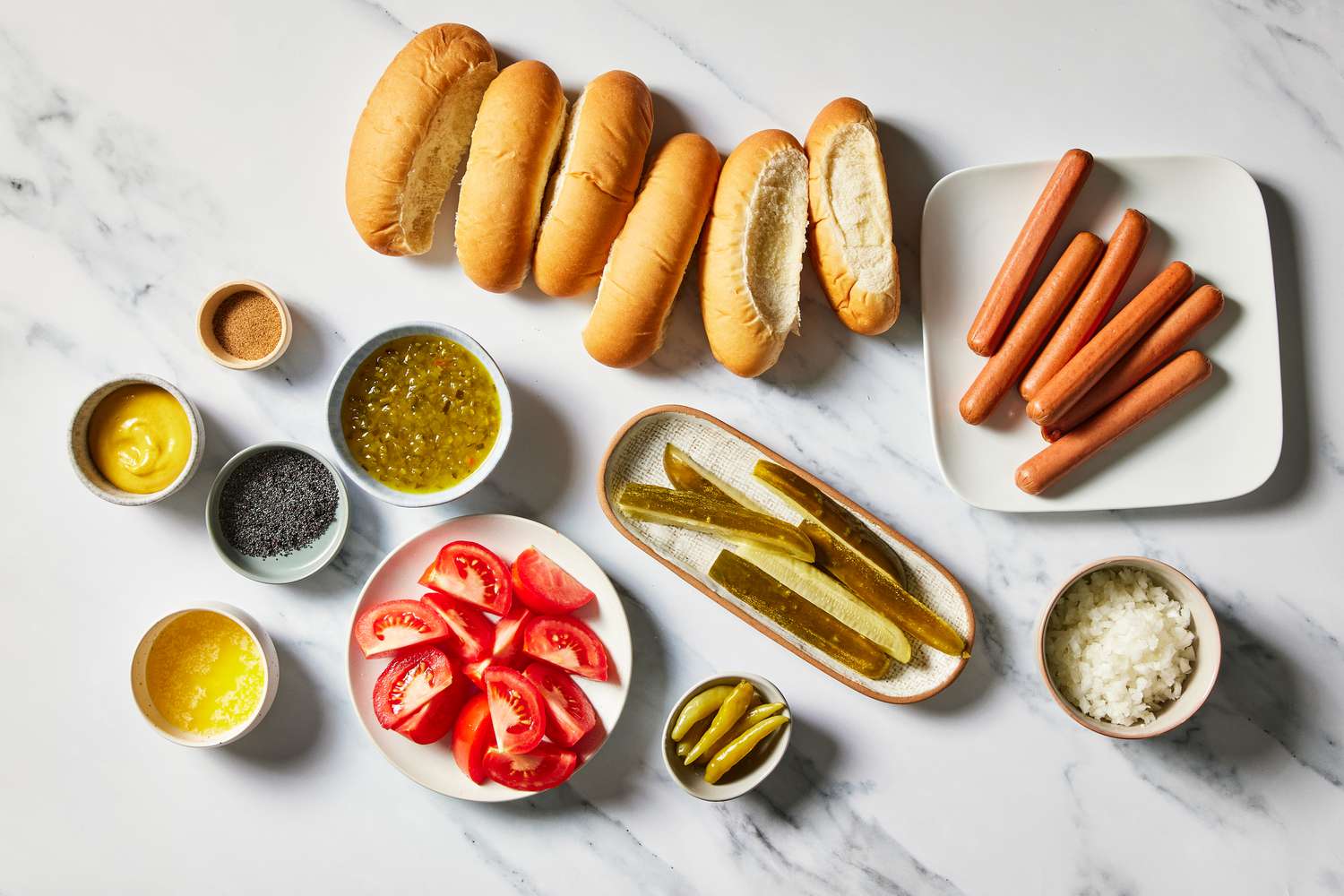 Ingredients for chicago dogs