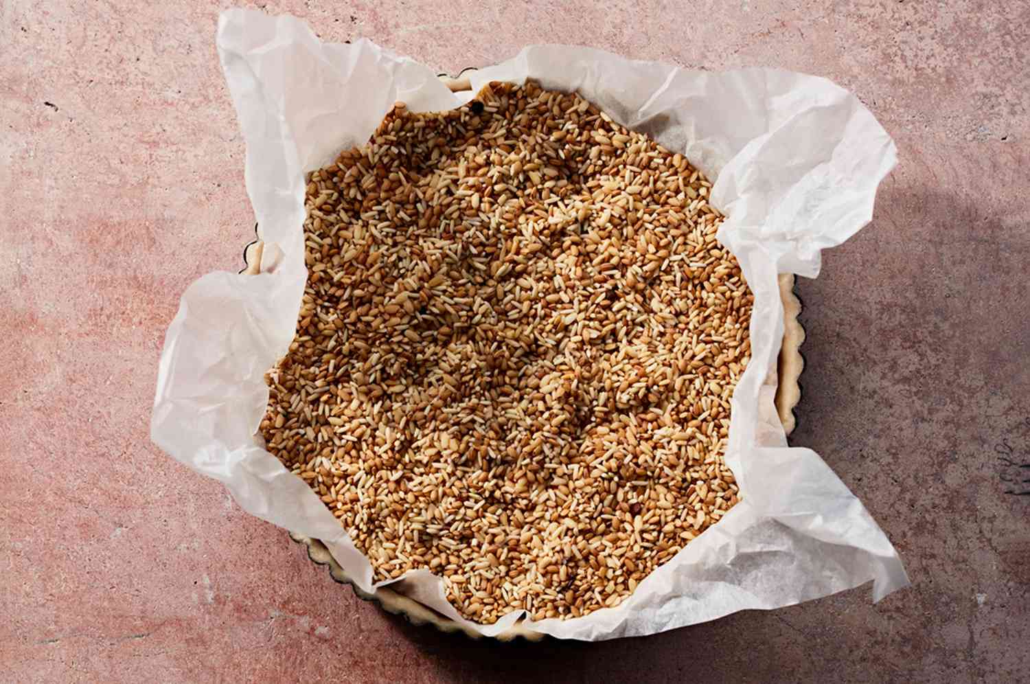 pie crust filled with rice beans