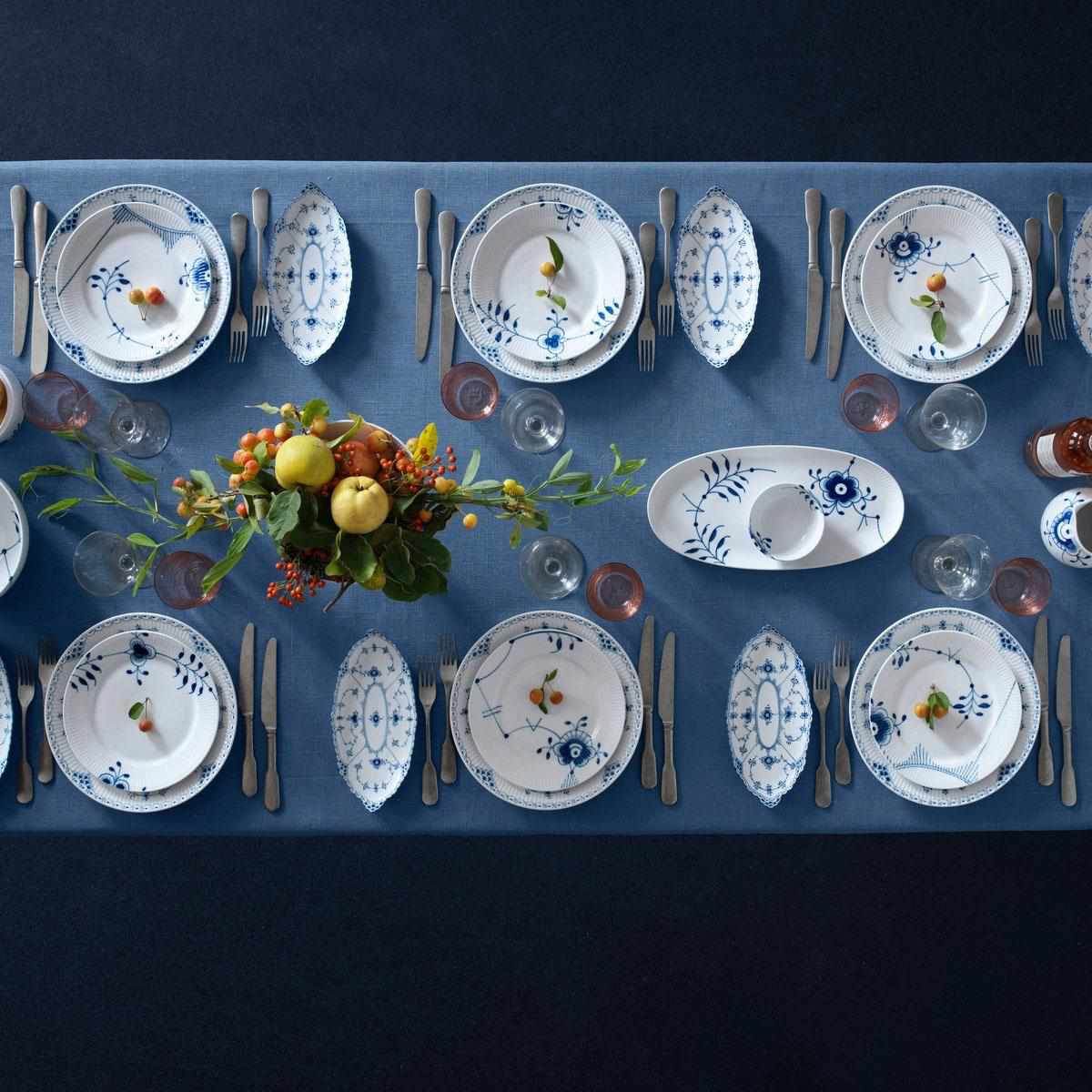 Royal Copenhagen blue fluted dinnerware set on table
