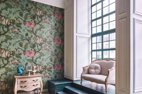 Home with floral patterned wall paper