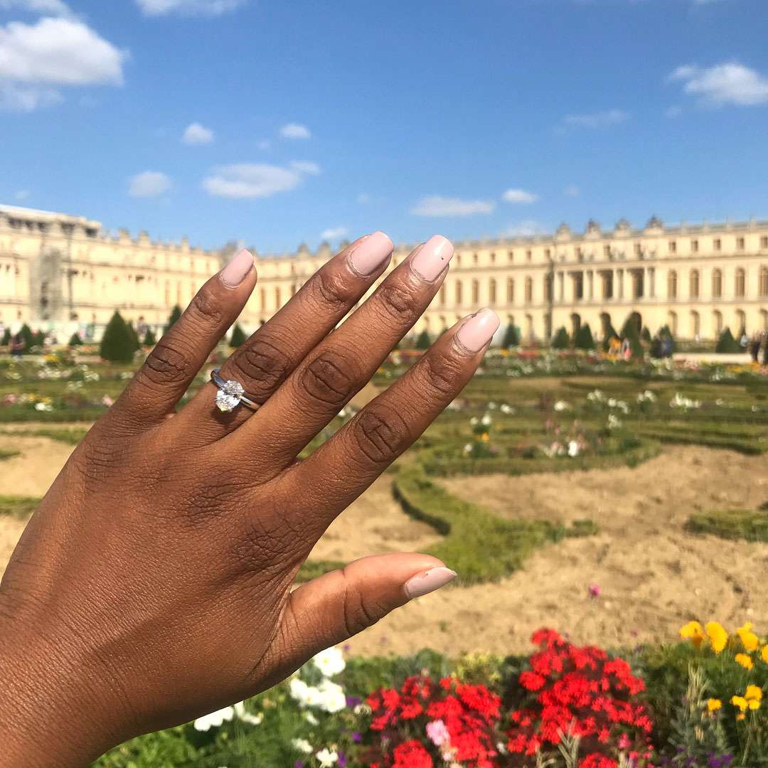 engagement ring selfie garden at versailles