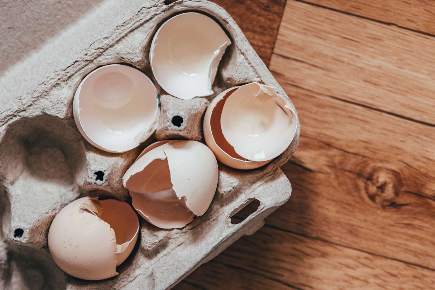 Egg shells in carton