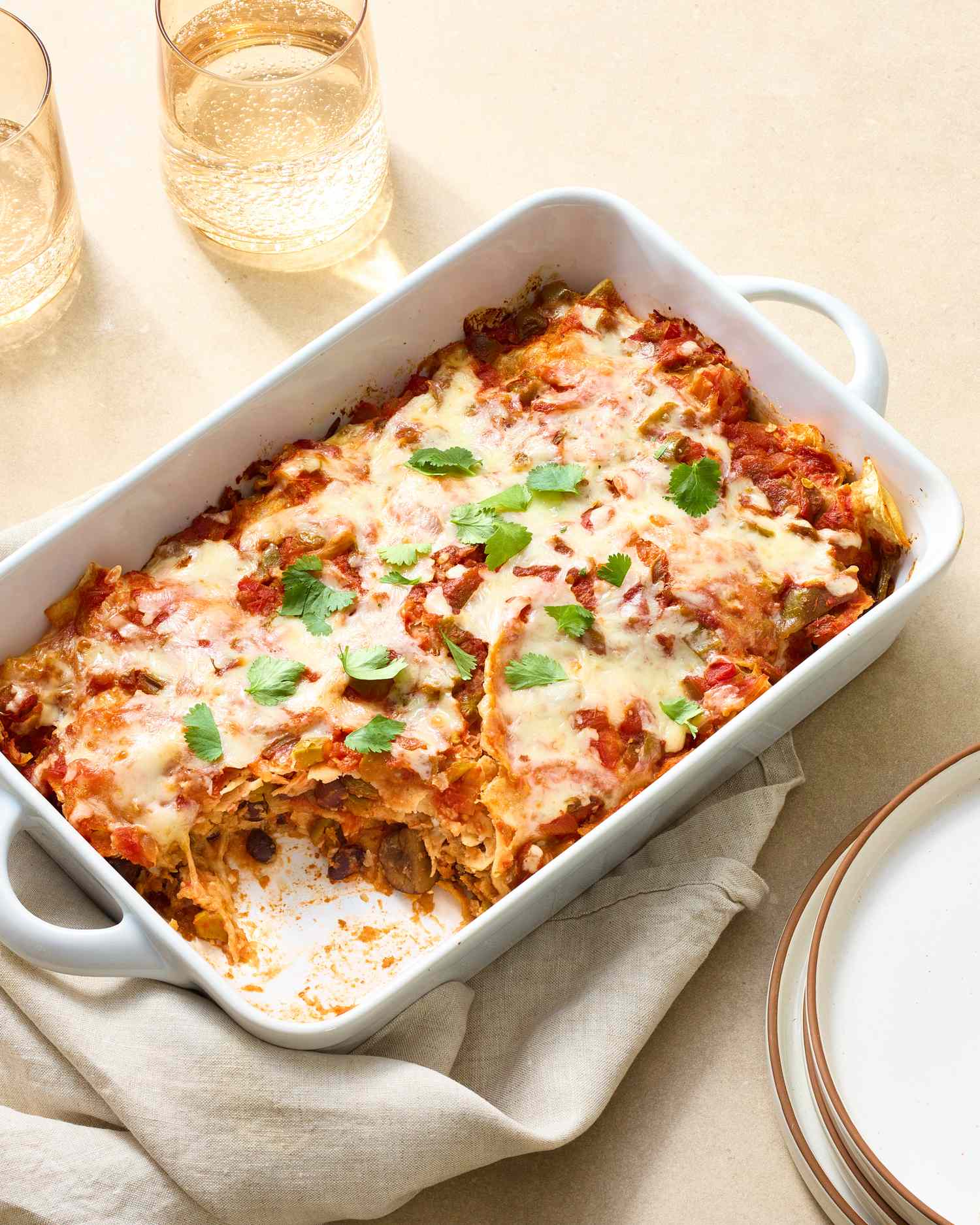 Mushroom and Black Bean Tortilla Casserole 