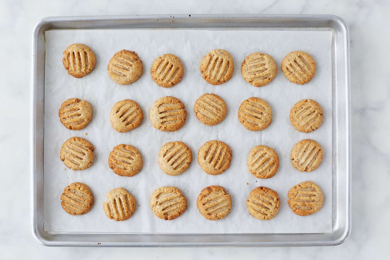 Hazelnut cookies on baking sheet