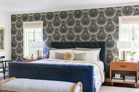 Bedroom with wallpaper