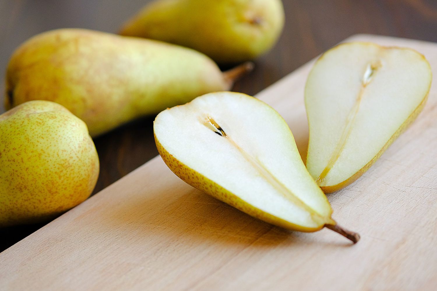 pear sliced in half