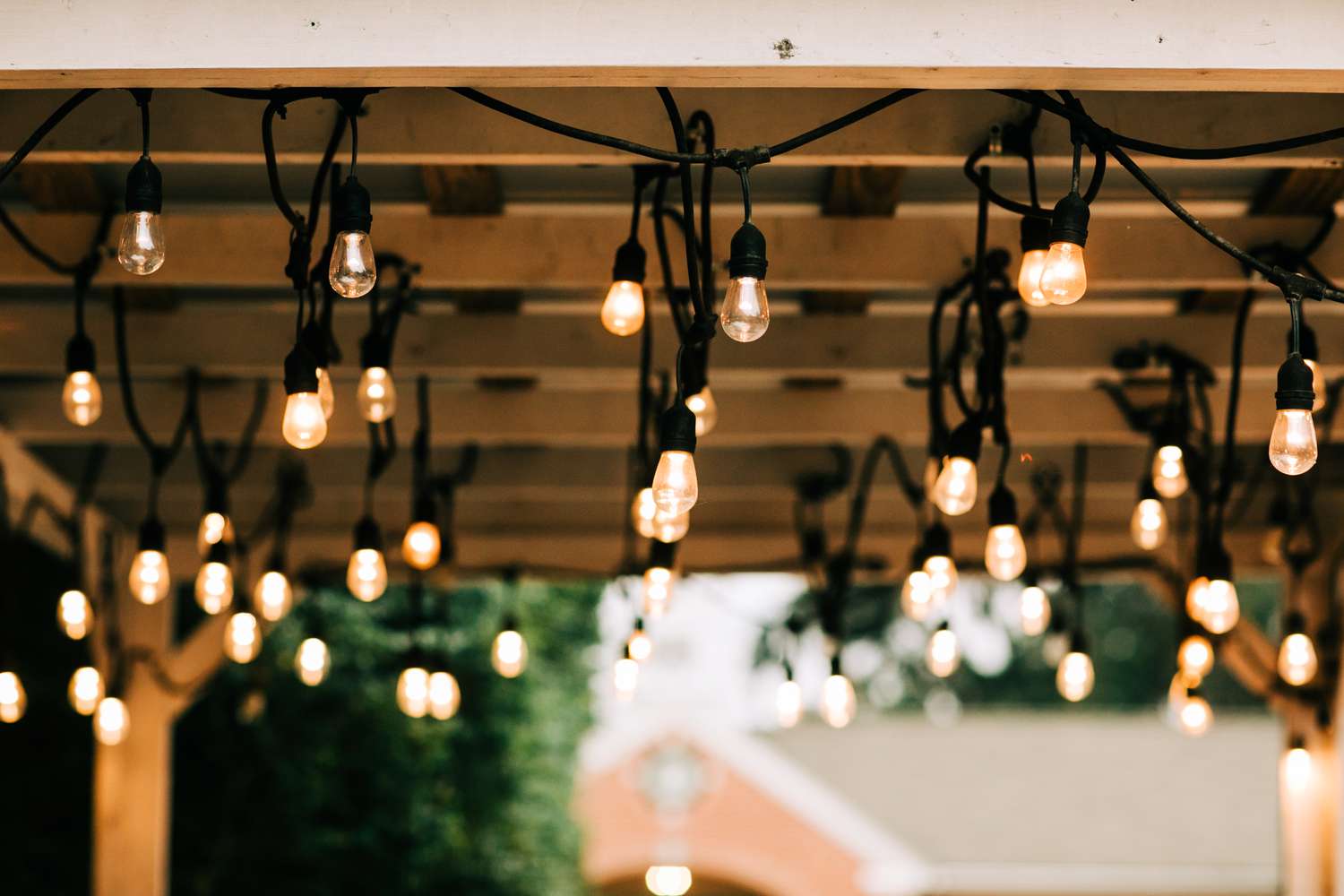 Hanging lights in backyard for ambience