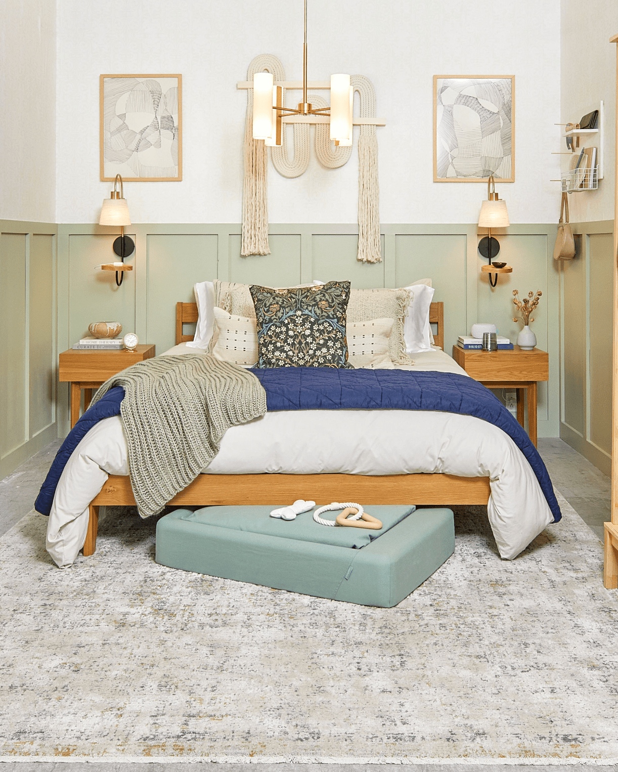 Sage Green Half Wall Paneling