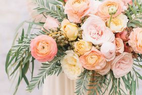 Ranunculus bouquet in peach and soft hues