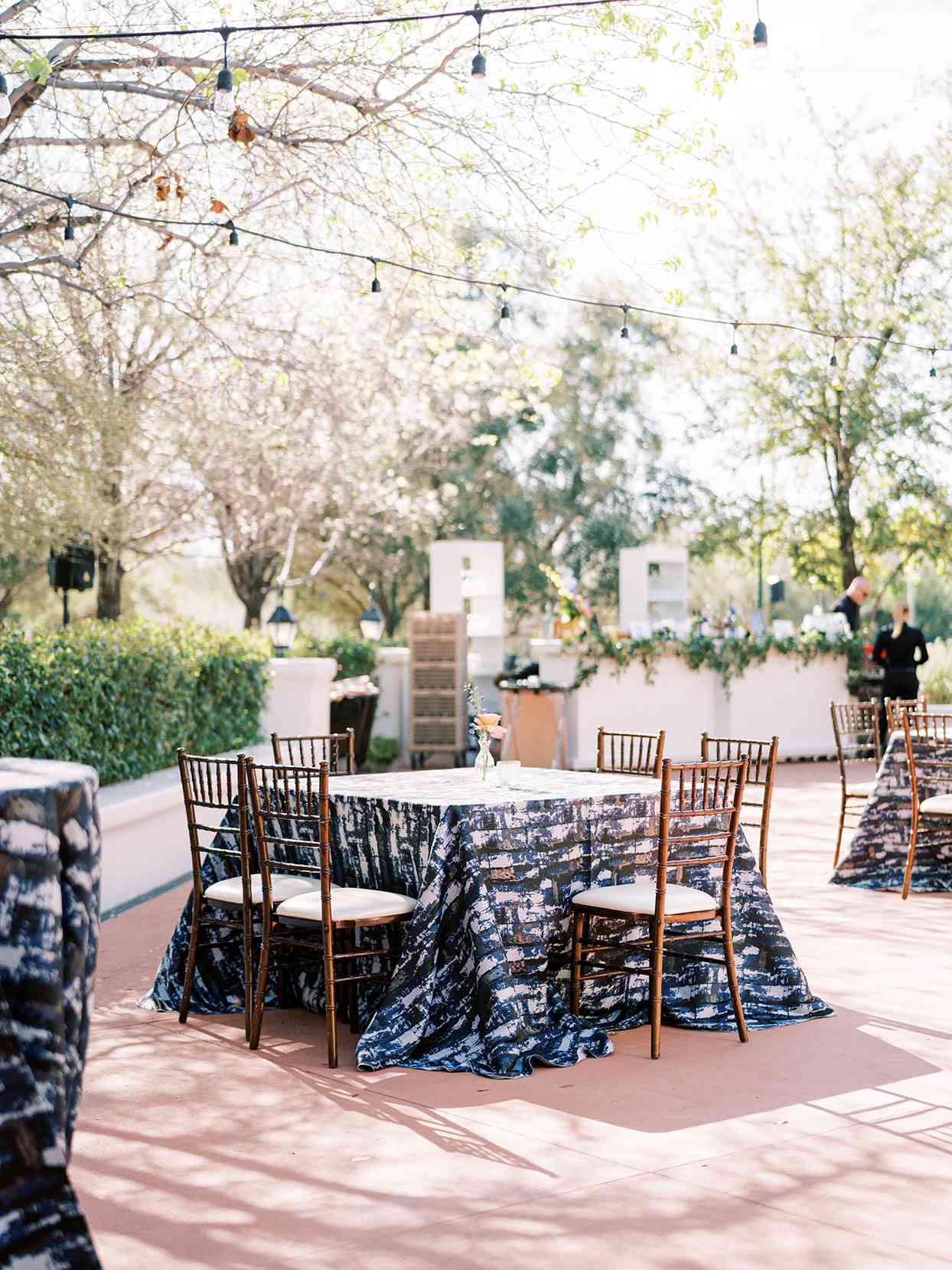 square outdoor wedding reception tables