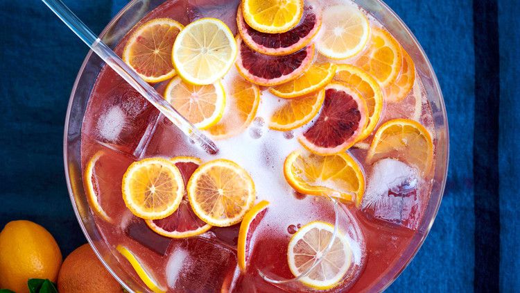 sparkling campari punch with oranges