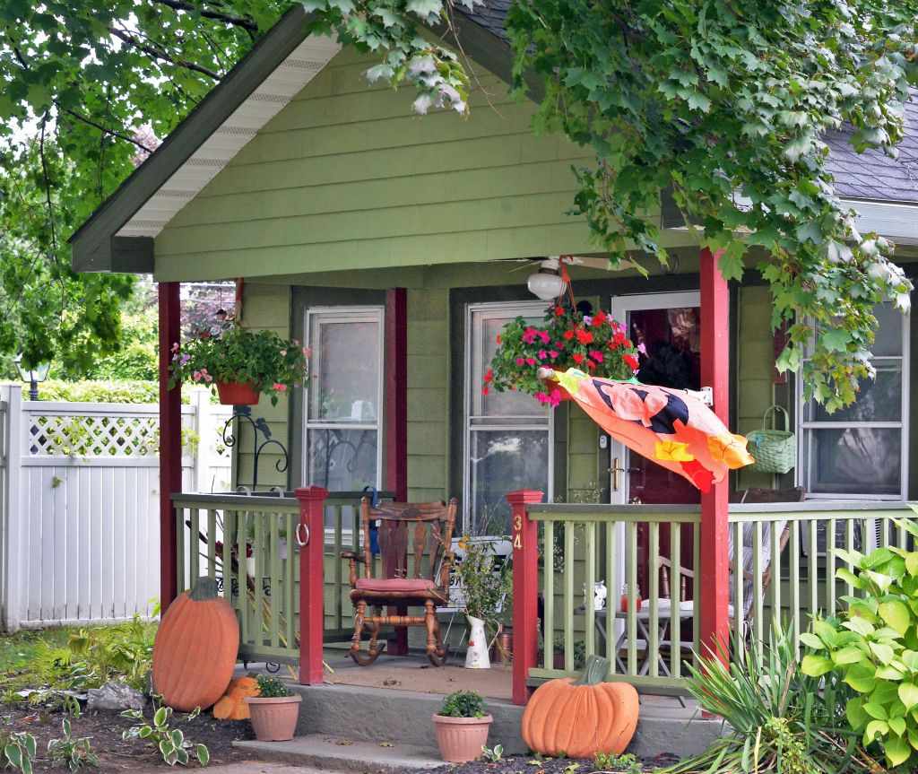 Seasonal decor on a porch