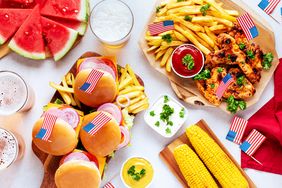 Table with food for USA 4th July Independence Day. 