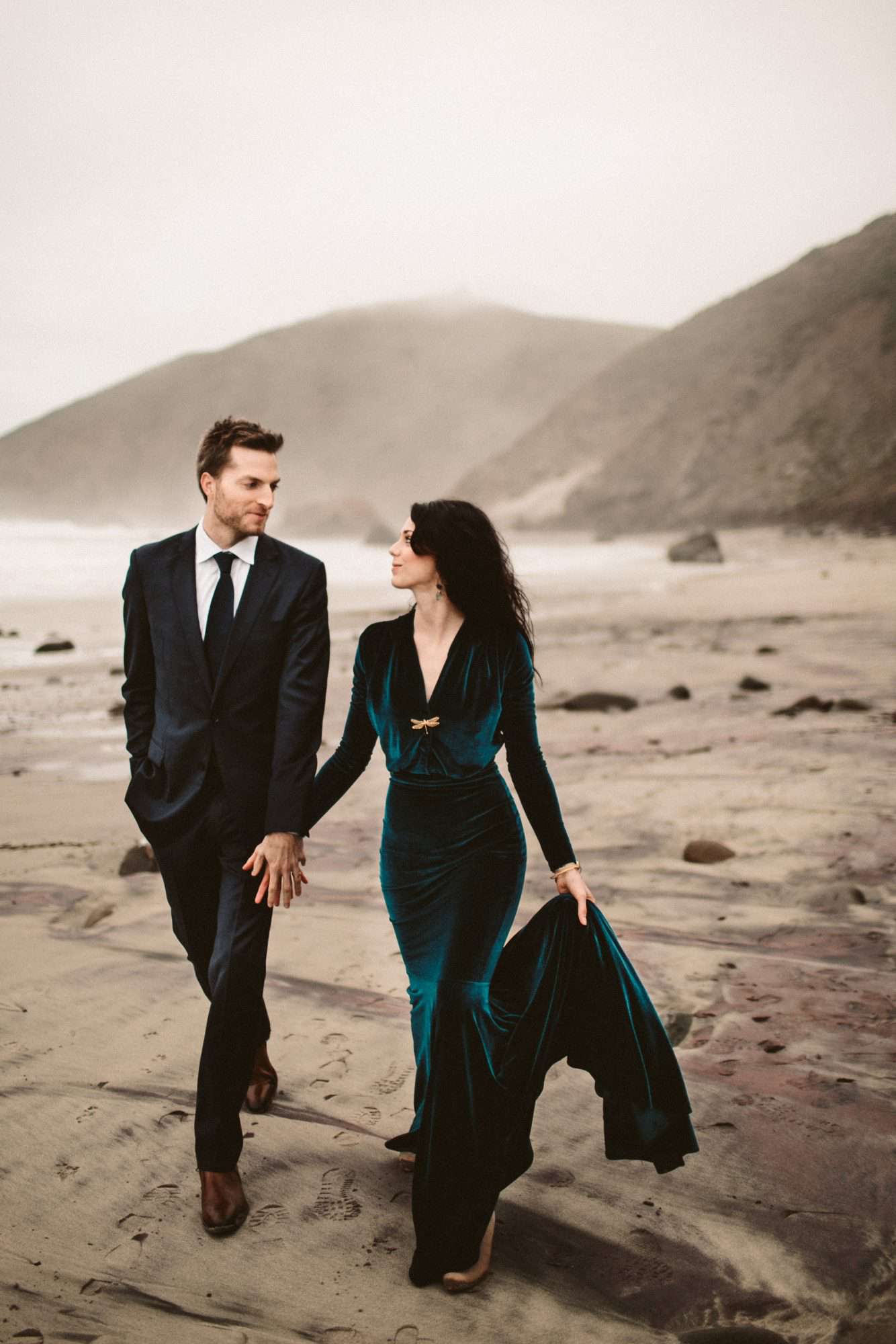dark green velvet teal wedding dress