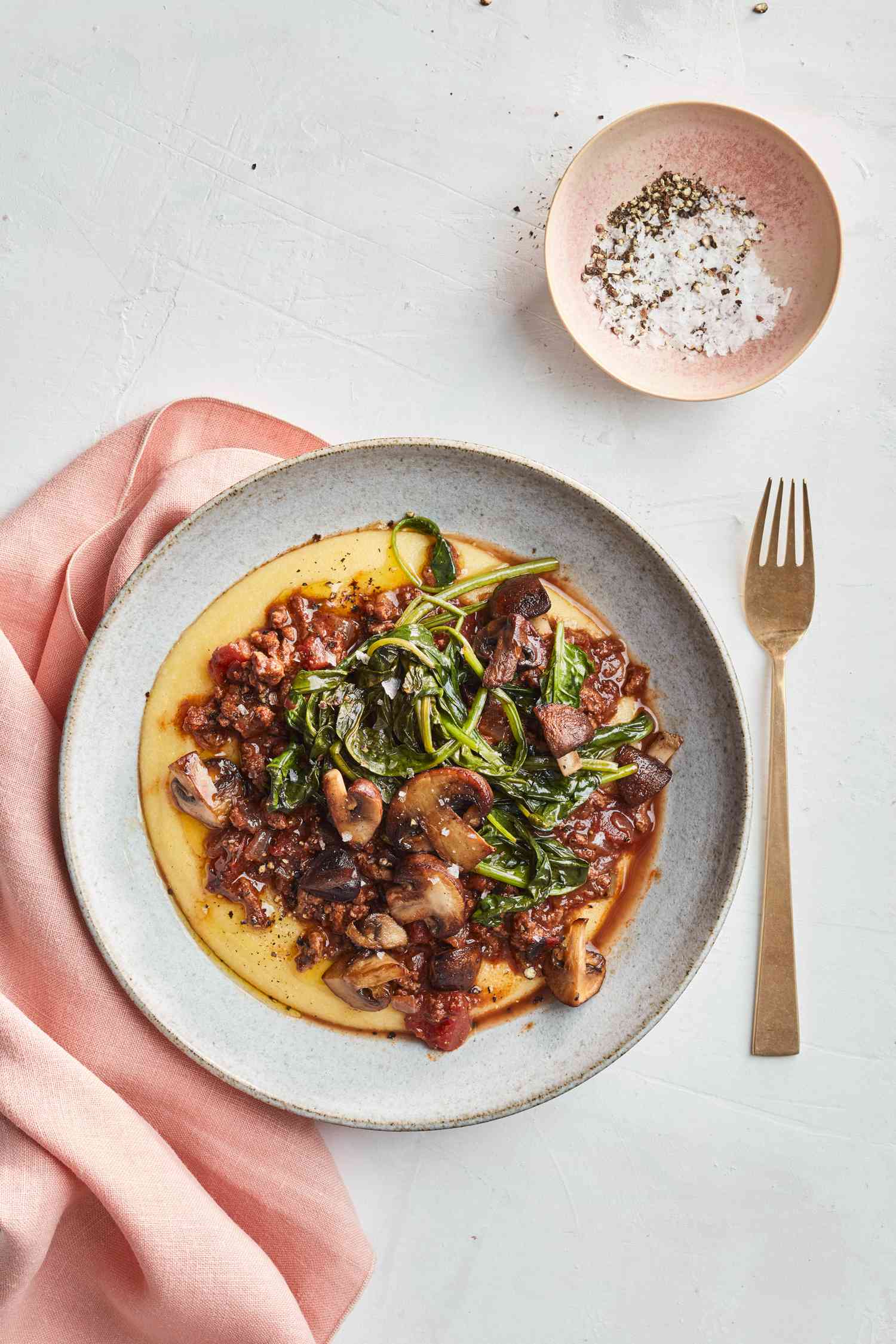 Chili With Polenta and Vegetables on plate