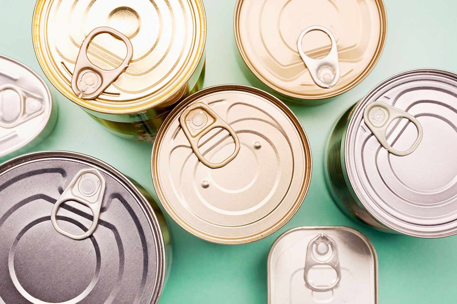 Top view of canned vegetables