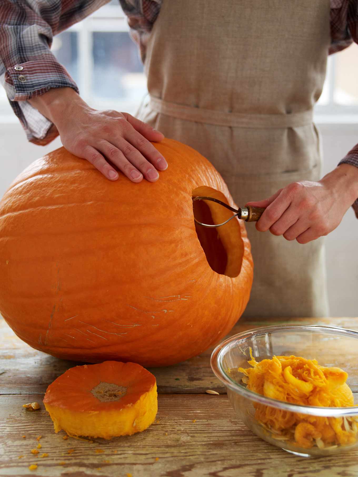 carving a pumpkin
