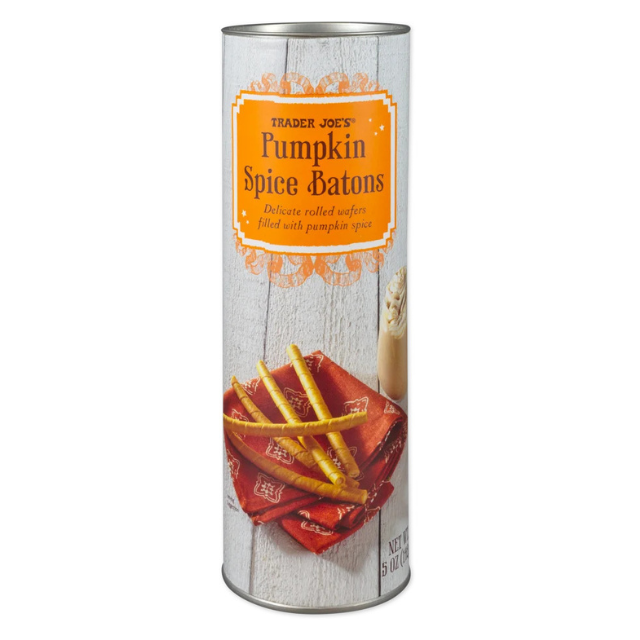 Container of Trader Joes Pumpkin Spice Batons