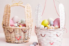 Cute Easter baskets with sleeping bunny faces