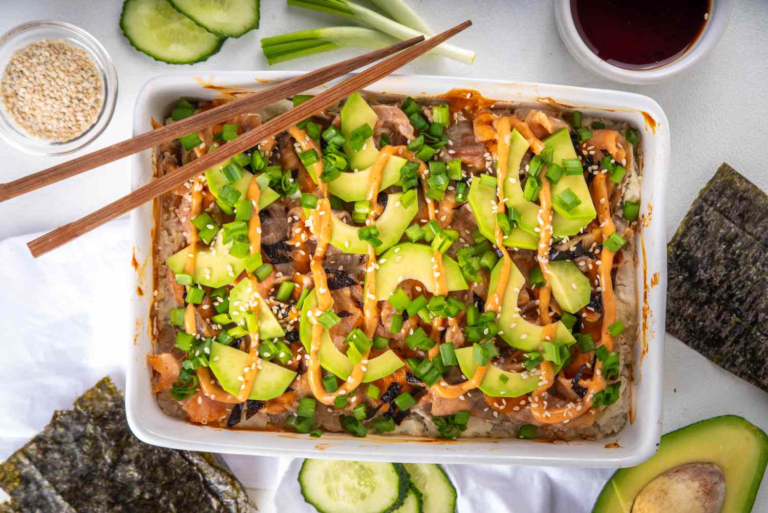 Sushi Bake Recipe Casserole on table