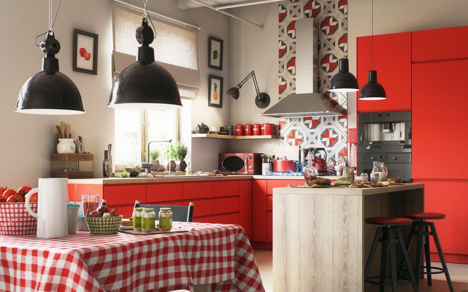 A red kitchen