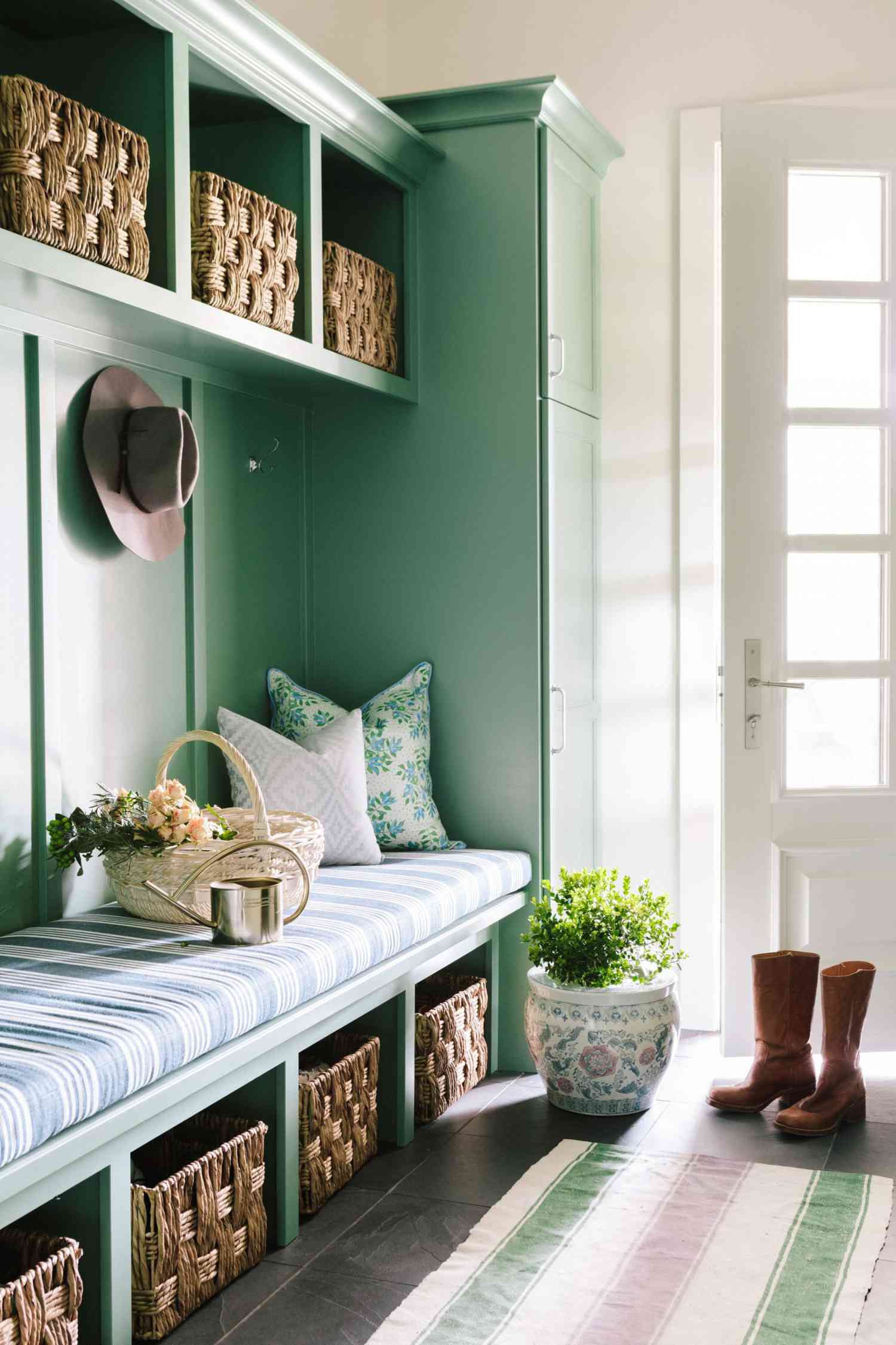 baskets in mudroom 