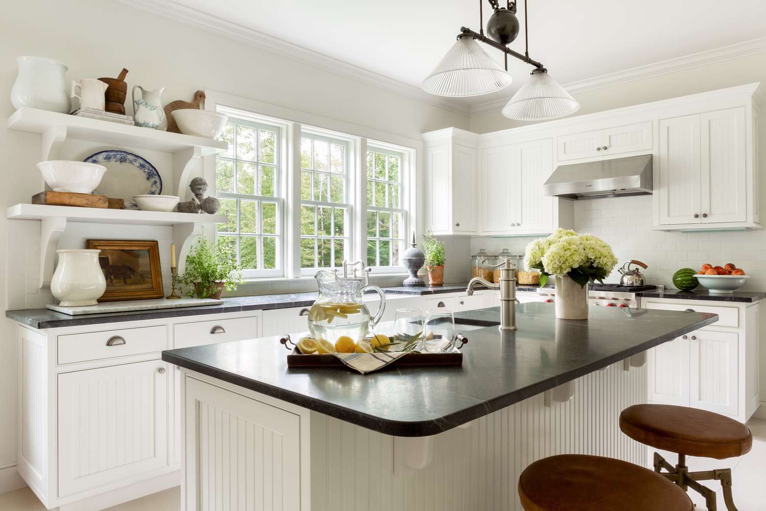 Kitchen with white cabinets