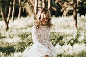 lace flutter sleeve wedding gown