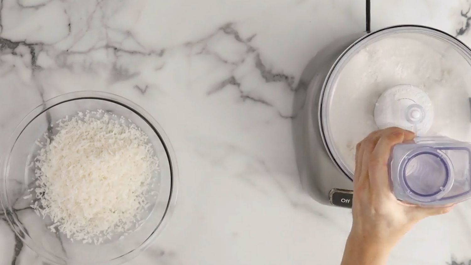 processing coconut and sugar for coconut cookies