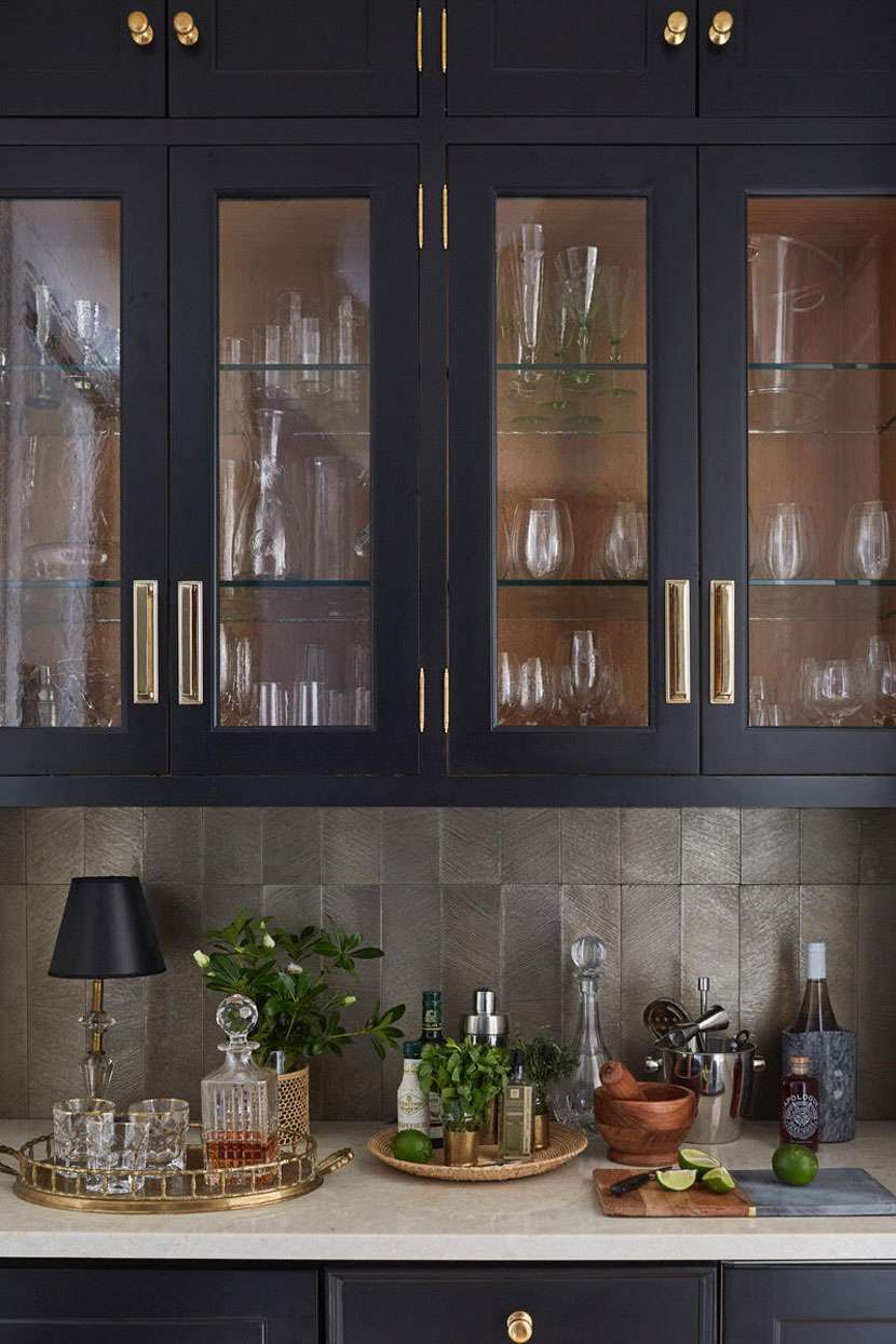 black and gold home bar