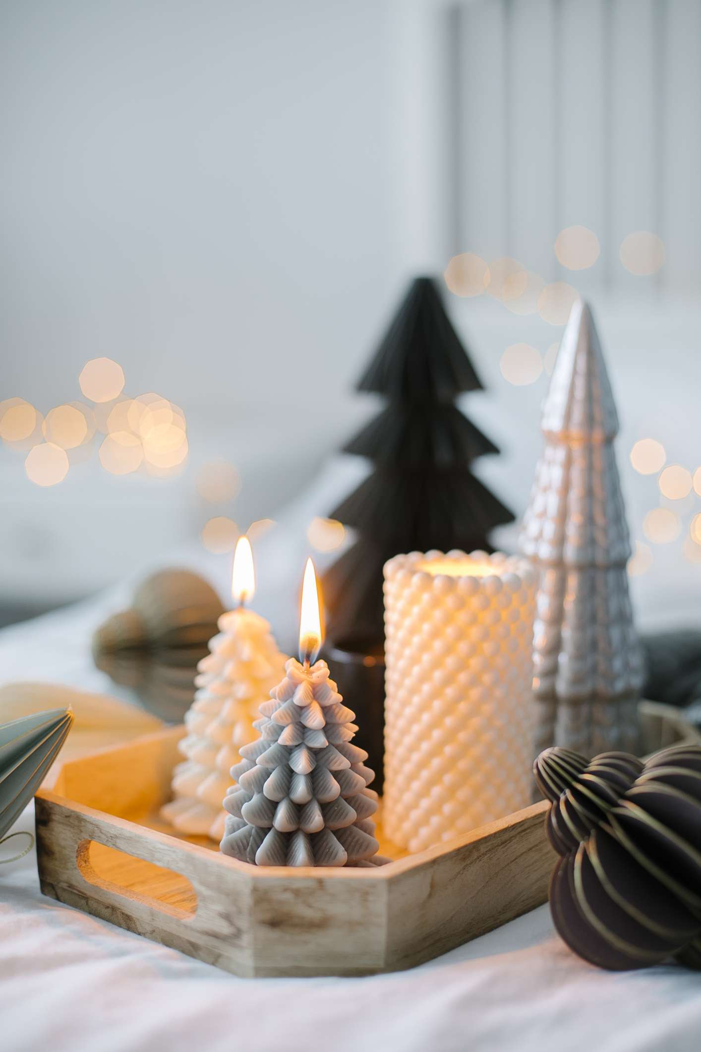 Christmas tree-shaped candles