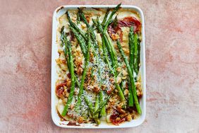 asparagus-potato gratin with proscuitto