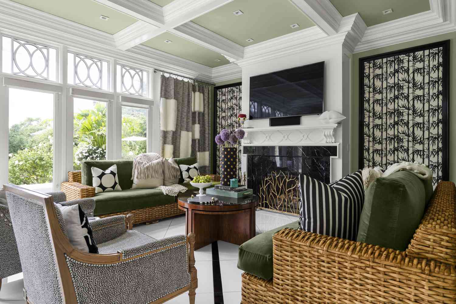 Farrow and Ball Cooking Apple Green in a living room