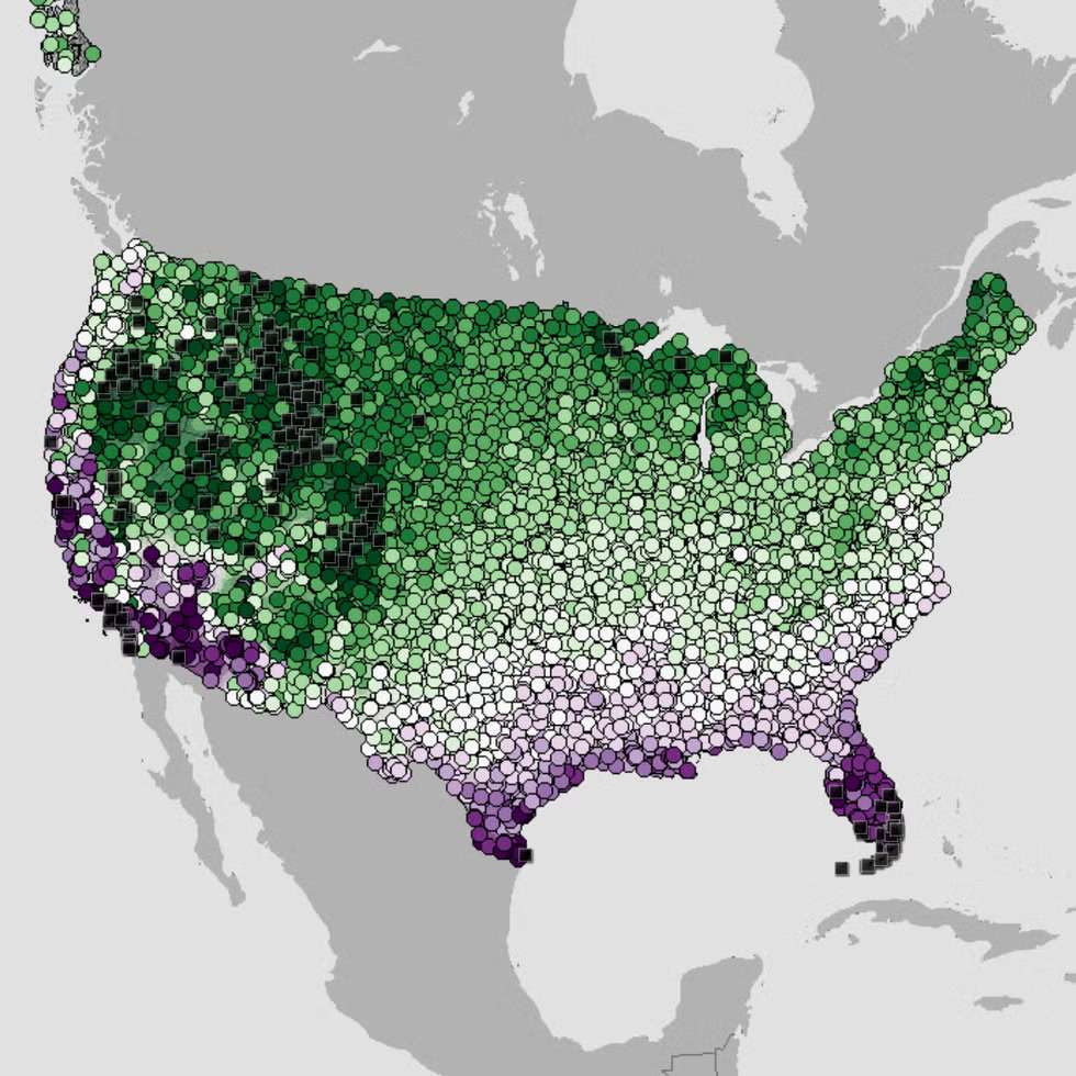 The Farmer's Almanac spring frost interactive map. 