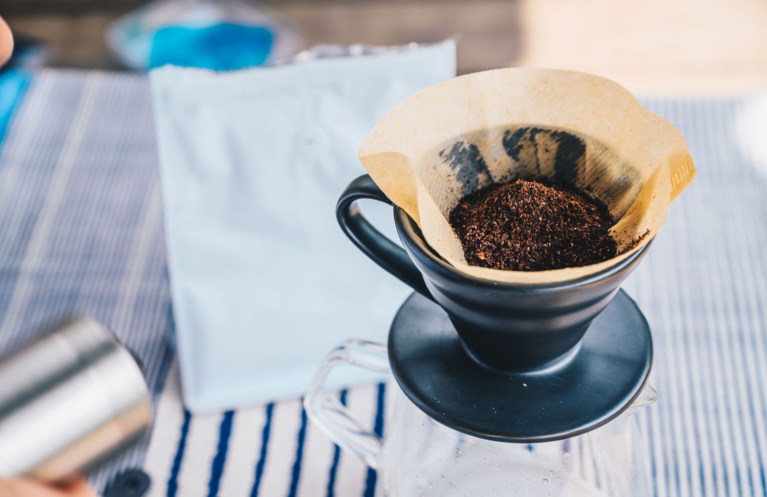 Coffee ground in pour over cup