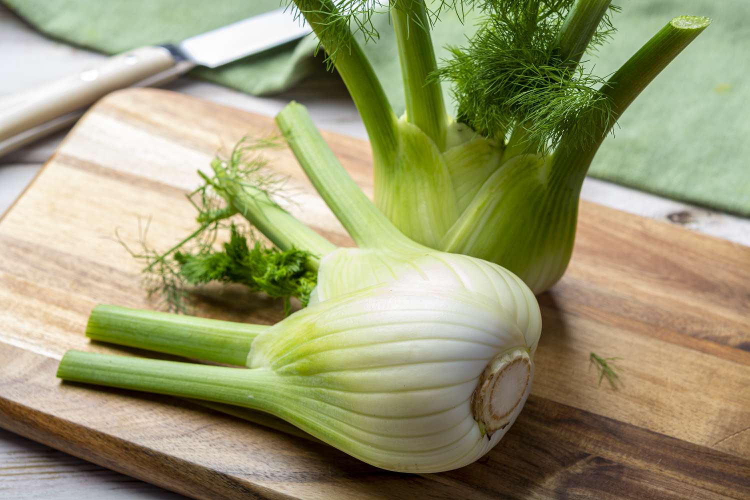 fennel on wooden cutting board