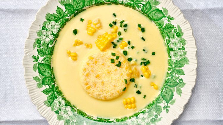 corn soup with corn custard