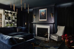 dark black blue color drenched room