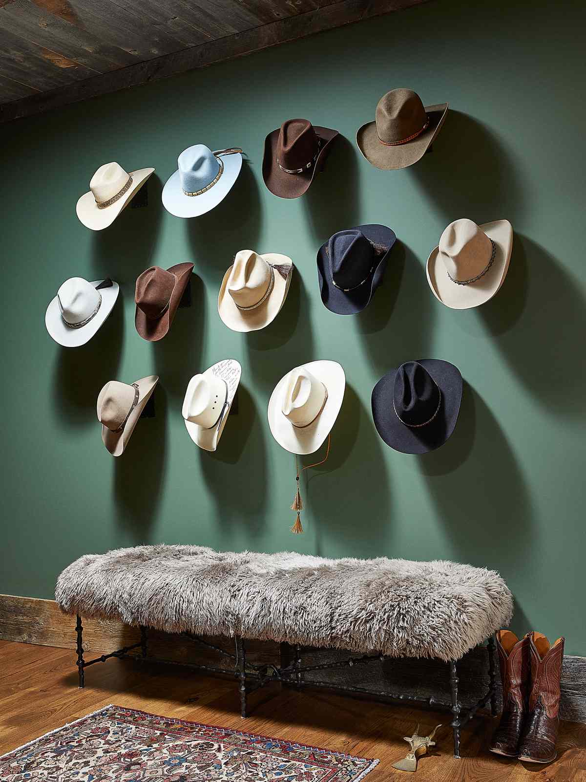 cowboy hats in mudroom idea