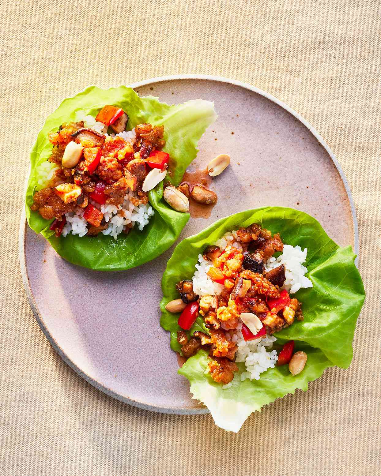 Crumbled-Tofu-and-Shiitake Lettuce Cups