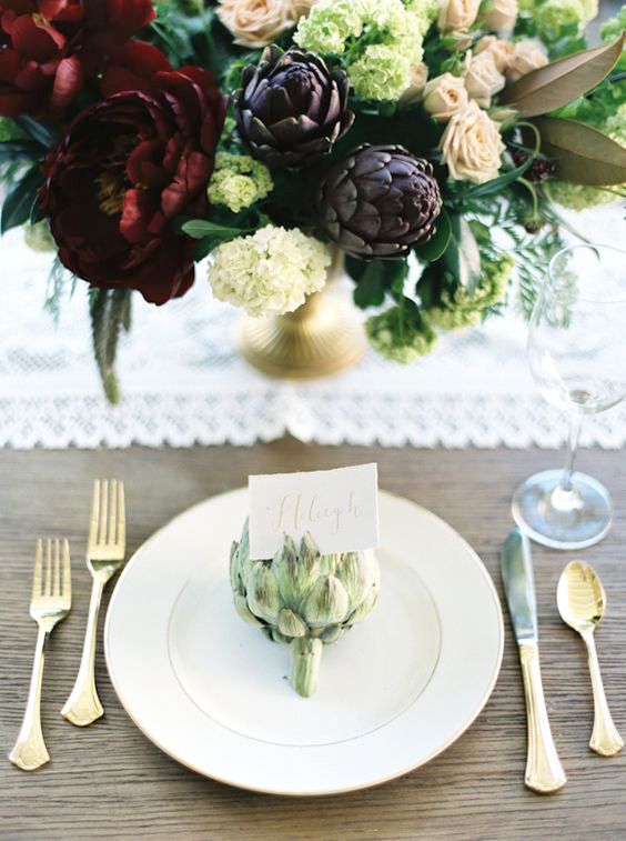 Artichokes place card holders