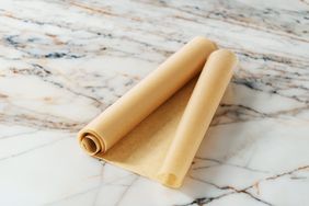 Roll of wax paper on countertop
