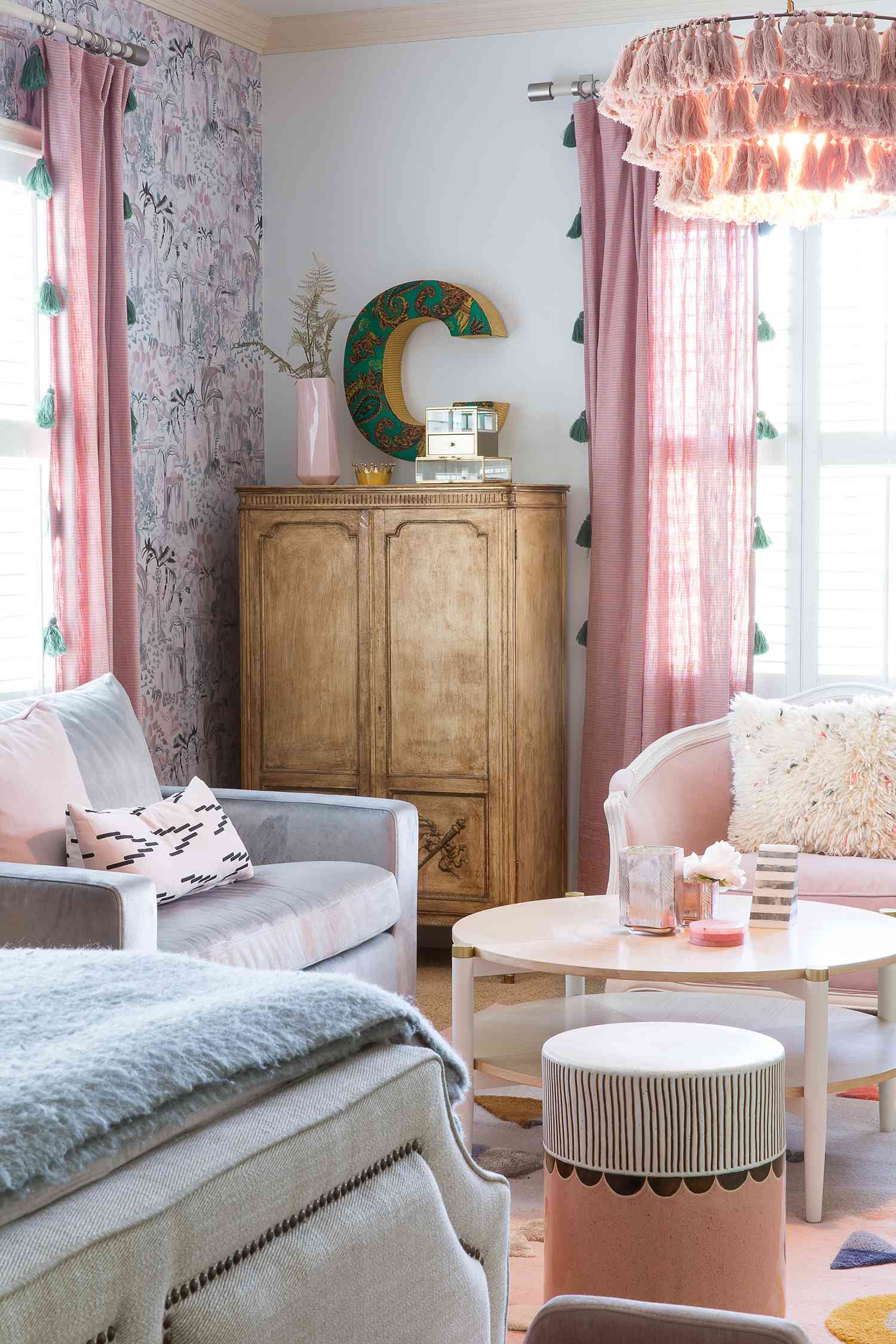 austin pink and gray bedroom