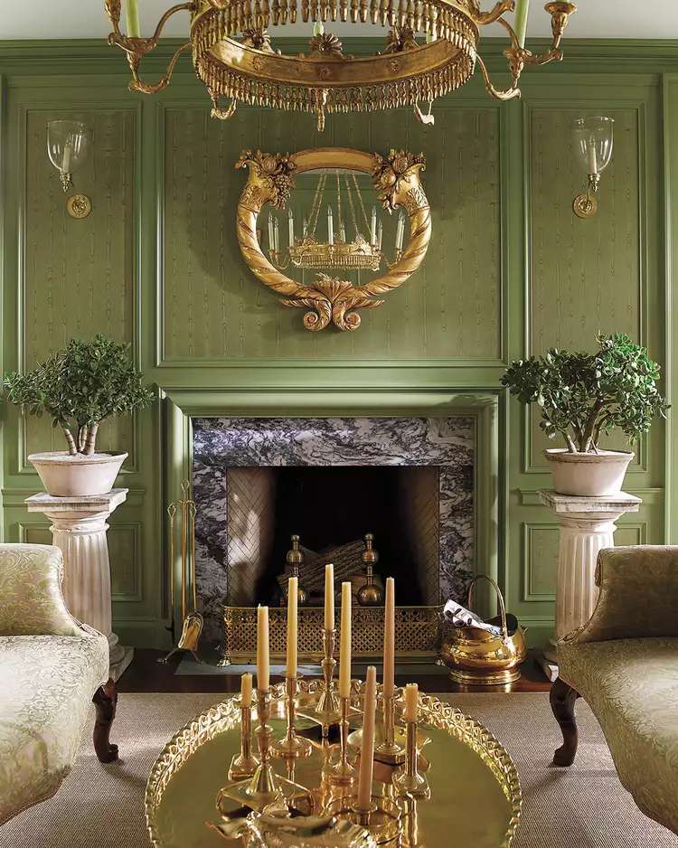 Green on Green Fireplace with Marble 
