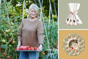 decorvow in garden and egg dish and napkins